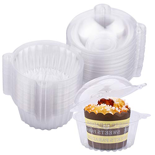 Caja Transparente Desechable de Plástico para Cupcakes,50pcs Caja Individual de Plástico Transparente, para magdalenas, muffins, frutas, helados