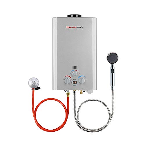 Calentadores de Gas, thermomate BE211S 8 Litros Instantáneo Calentador de Agua a Gas GLP, uso para Caravana, Camping
