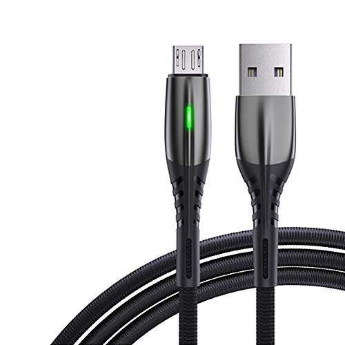 CALISTOUK Cable Micro USB, 1.2M LED 5A Teléfono móvil Android Carga rápida Cable de Datos Carga para Teléfono móvil Indicador LED Cable USB (Black)