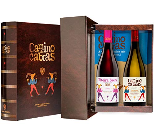 CAMINO DE CABRAS Estuche de vino – Albariño D.O. Rías Baixas Vino blanco + Mencía D.O. Ribeira Sacra Vino tinto –Producto Gourmet - Vino para regalar - 2 botellas x 750 ml.