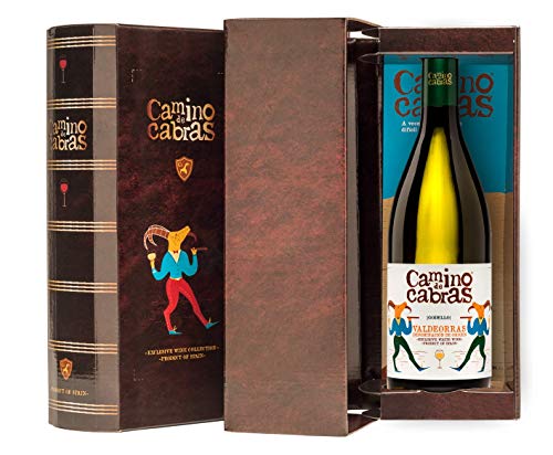 CAMINO DE CABRAS Estuche de vino - Godello - vino blanco – D.O. Valdeorras – Producto Gourmet - Vino para regalar - Vino Premium - 1 botella x 750 ml.
