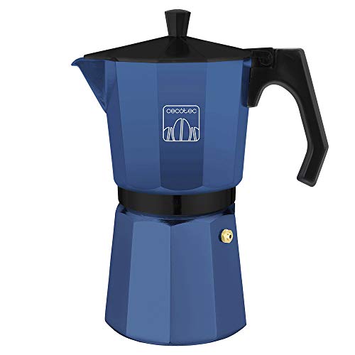 Cecotec cafetera Italiana Mimoka 600 Blue. Fabricada en Aluminio Fundido, Apta para Todo Tipo de cocinas, para 6 Tazas de café