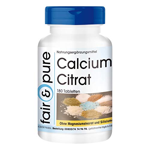Citrato de Calcio 300mg - Vegano - Calcium citrate - 100% puro y sin aditivos - 180 Comprimidos
