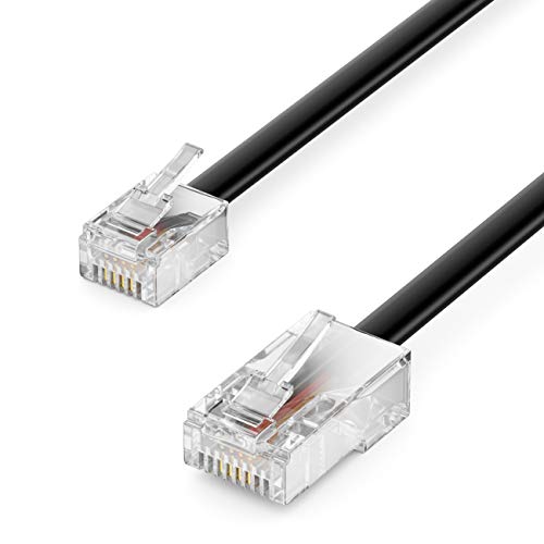 deleyCON 3m Cable Telefónico RJ11 sobre RJ45 Cable Modular 6P4C Cable Plano RJ11 sobre RJ45 Módem Rúter Fax ISDN DSL VDSL Internet Negro