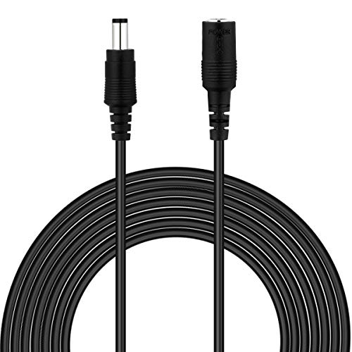 Dericam Cable de extensión de cargador de pared para adaptador de corriente de 6 metros, cable de extensión de CC de 12 voltios, tamaño de conector de 5.5x2.1 mm, 12V-6M, Negro