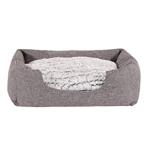 dibea Cama para perros con cojín reversible tela mezcla cómodo sofá, Gris, (M) 80x60 cm