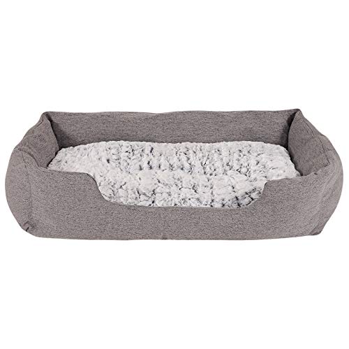 dibea Cama para perros con cojín reversible tela mezcla cómodo sofá (L) 110x80 cm Gris