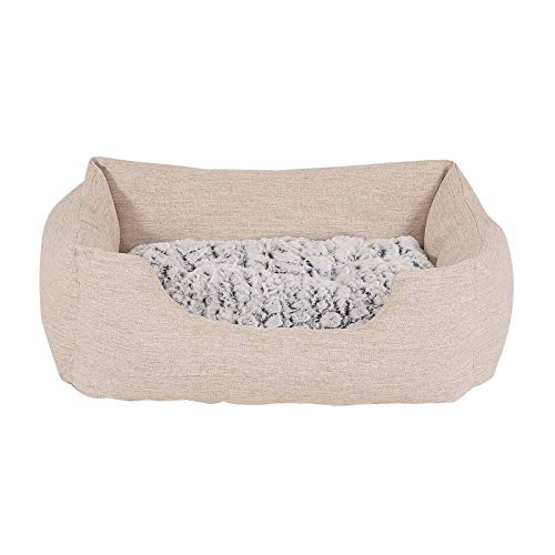 dibea Cama para perros con cojín reversible tela mezcla cómodo sofá (S) 60x50 cm Beige