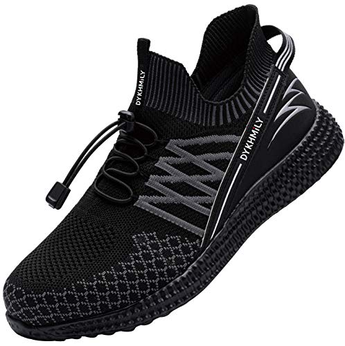 DYKHMILY Zapatillas de Seguridad Hombre Impermeable Zapatos de Seguridad con Punta de Acero Ligeras Transpirable Botas de Seguridad (Negro Relámpago,44 EU)