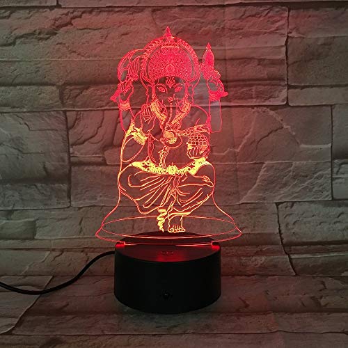 Estatua de Buda 3D luz de Noche USB luz de sueño 3AA batería lámpara de Mesa decoración de Dormitorio Regalos para niños
