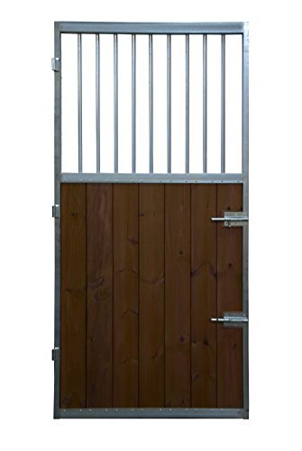 ESTRUCMADER - Puerta 1 Hoja con reja Superior para Box de Caballo. Mod.Azteca 115x200, Roble/Cerezo/Nogal/Natural