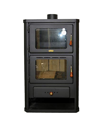 Estufa de leña con horno, estufa de cocina, potencia de calefacción de 14 kW