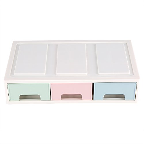Fdit - Organizador de cajón de escritorio con artículos de oficina y cosméticos, color rosa + verde + azul