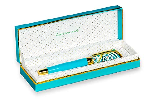 FILOU Bolígrafo roller recargable regalo para mujer | empaquetado con caja de regalo a juego | detalles dorados con grabados | tinta azul | acabado premium | satisfacción garantizada| Modelo Turqueta