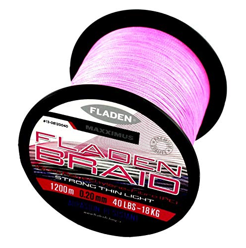 Fladen Maxximus trenzado rosa 1200 m Bulk carretes de fuerte delgado ligero de fibra 100% PE pesca línea (disponible en kg y 30 kg), rosa