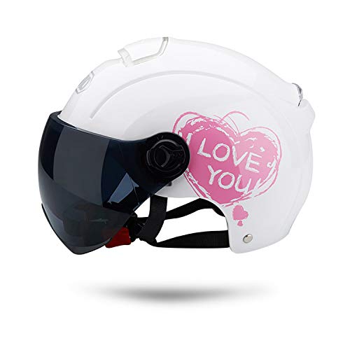 Galatée Cascos de Motocicleta Para Hombres y Mujeres, Ciclomotor Cascos Con Visera Reflectante.El cabezal anticolisión protege la seguridad vial de los usuarios(Blanco)