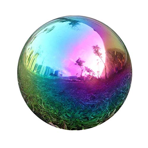 GDglobal - Bola de jardín de acero inoxidable, pulida, bola hueca reflectante, bola de estanque flotante sin costuras, bola decorativa para jardín