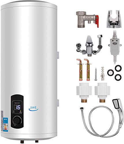 GNEGNIS Calentador de Agua Eléctrico 2000W 100L, Calentador de agua de almacenamiento de tanque de cilindro de caldera para cocina, baño - DE Stock