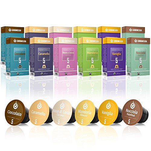 Gourmesso Caja de sabores – 120 cápsulas de café compatibles con cafetera Nespresso - 100% Fairtraide - 6 Sabores inusuales
