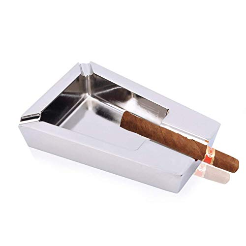 HAOSHUAI Cenicero Creativo Metal práctico día de Padre Regalo cumpleaños cigarro Cigarrillo cenicero (14 * 9 * 6.5 * 2.5 cm) abrasivo de Plata