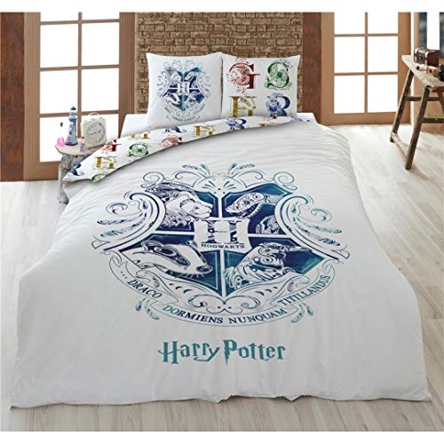 Harry Potter - Juego de cama para 2 personas, funda nórdica de 200 x 200 cm y 2 fundas de almohada de 65 x 65 cm, 100% algodón