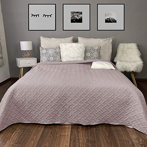 HOMELEVEL Colcha para cama y sofá, diseño trenzado, tamaño XXL, 240 x 260 cm, color rosa