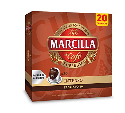JDE Coffee Marcilla Café Intenso - 200 cápsulas compatibles con máquinas Nespresso (10 paquetes de 20 unidades)
