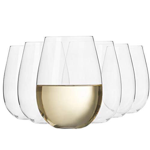 Krosno Grande Copas de Vino Blanco sin Tallo | Conjunto 6 Piezas | 500 ML | Harmony Collection Uso en Casa, Restaurante y en Fiestas | Apto para Microondas y Lavavajillas