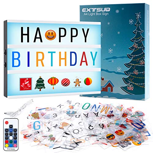 Light Box Caja de Luz A4 con Control Remoto con 420 Emoji y Símbolos, Ideal para Decorar Hogar, Habitación, Boda, Regalo para Navidad, Cumpleaños
