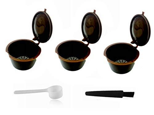 LIGICKY Filtros Cápsulas de Café puede rellenar reutilizar para Dolce Gusto Cafetera fuerte al menos 150 veces de usos para reemplazo,3 Cápsulas recargable +1 cuchara +1 cepil