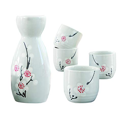 Liwein Sake Set,5 Piezas Sake De CerÁMica Japonesa Tradicionales Botella De Sake Porcelana Cups Tazas De CerÁMica Manualidades Regalo