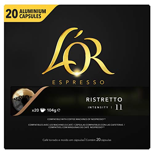 L'Or Espresso Café Ristretto Intensidad 11 - 200 cápsulas de aluminio compatibles con máquinas Nespresso, 10 Paquetes de 20 cápsulas