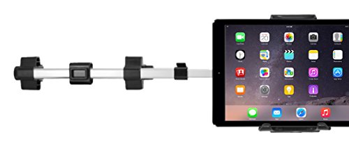 Macally HRMOUNTPRO - Soporte ajustable para reposacabezas de coche para iPad/tableta de hasta 25.5 cm de ancho, aluminio, negro