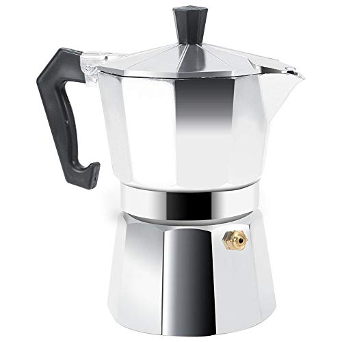 Máquina de café exprés en estufa, cafetera Moka para uso en la oficina en casa 3/6/9/12 tazas Máquina de chupitos de café expreso para café espresso italiano(150ML 3cups)
