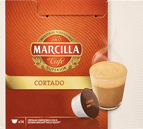 MARCILLA Cortado - cápsulas compatibles con las cafeteras Nescafé(R)* Dolce Gusto(R)* | 3 paquetes de 14 cápsulas - Total 42 cápsulas