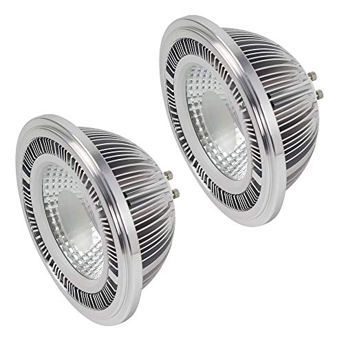 MENGS Pack de 2 bombillas LED (GU10, ES111, 20 W, AR111, repuesto para bombillas halógenas de 160 W, 1800 lm, 120°, 6000 K, CA, 85-265 V, COB, con material de aluminio)
