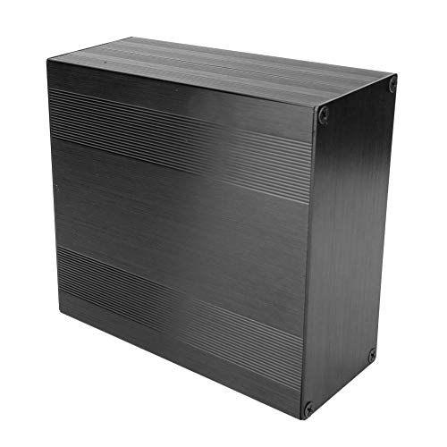 Minibox de aluminio electrónico, Caja de caja electrónica ligera Caja de enfriamiento de aluminio de tipo dividido de óxido negro cepillado Caja electrónica de caja para amplificador GPS(250mm)