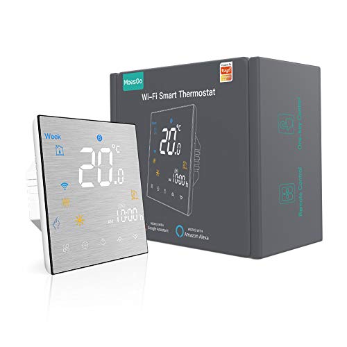 MoesGo Termostato programable para la calefacción y regulador de temperatura activado por wifi para calderas de agua/gas, compatible con Alexa y Google Home