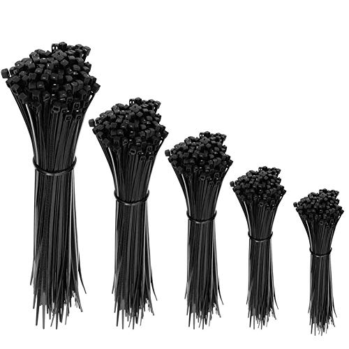 Mture bridas para cables 500 pcs Negro 2,5 * 100/2,8 * 150/2,5 * 160/3,6 * 200/3,6 * 300 mm