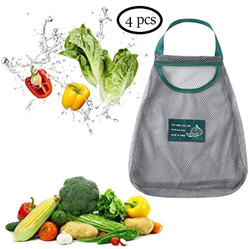 NALCY Bolsas Reutilizables Compras, Juego de 4 Bolsa de Producción Reutilizable, Bolsas de Malla Reutilizables Productos Frescos, Frutas, Verduras y Comida
