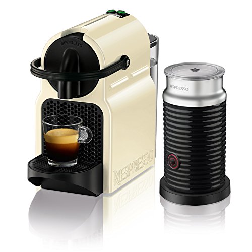 Nespresso DeLonghi Inissia Milk EN 80CWAE-Cafetera de cápsulas, 19 bares, compacta, apagado automático, color Vanilla Cream