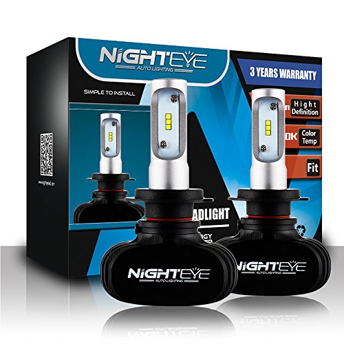 Novsight NIGHTEYE H7 Kit de conversión de Bombillas de Luces Delanteras LED, luz antiniebla, reemplazo de Luces HID o halógenas, lámpara de luz 50W 8000lm 6500K Blanco, 1 par- 2 año de garantía