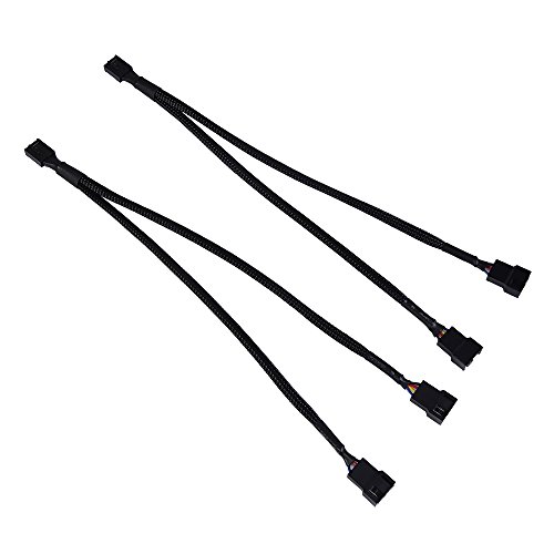 Ordenador Cable de Manga Ventilador Divisor PWM 1-2 Convertidor, 2 Paquete, Negro