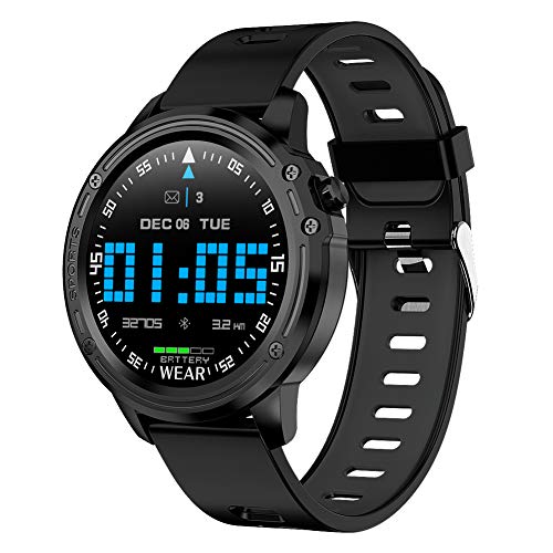 Padgene Smartwatch Reloj Inteligente IP68 Impermeable Bluetooth con Múltiples Deportes, Podómetro con Pulsómetro, Monitor de Sueño, Notificación de Llamada y Mensaje para Android e iOS (Negro)