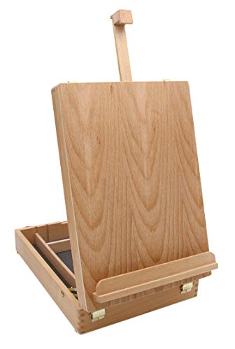 Paintersisters Luca - Maletín de pintura (madera de haya FSC®, caballete para mesa con maletín de utensilios, bastidor de hasta 60 cm de altura)
