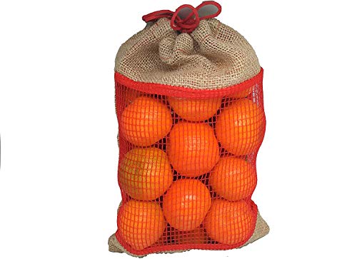 PAMPOLS Sacos de Yute de Tela Arpillera Bolsas Reutilizables para Fruta y Verduras, Ecológicas Biodegradables con Cierre de Cuerda Ajustable | Malla Traspirable para Alimentos a Granel (10)