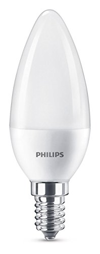Philips bombilla LED vela mate casquillo fino E14, 7 W equivalentes a 60 W en incandescencia, 806 lúmenes, luz blanca cálida