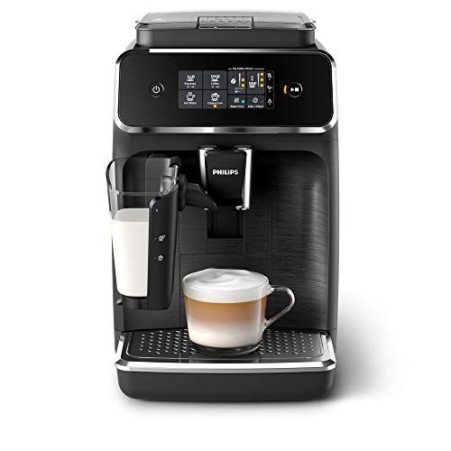 Philips EP2232/40 Serie 2200 - Cafetera automática, 3 bebidas de café, jarra de leche LatteGo muy fácil de limpiar, molinillo cerámico, pantalla táctil, acabado premium