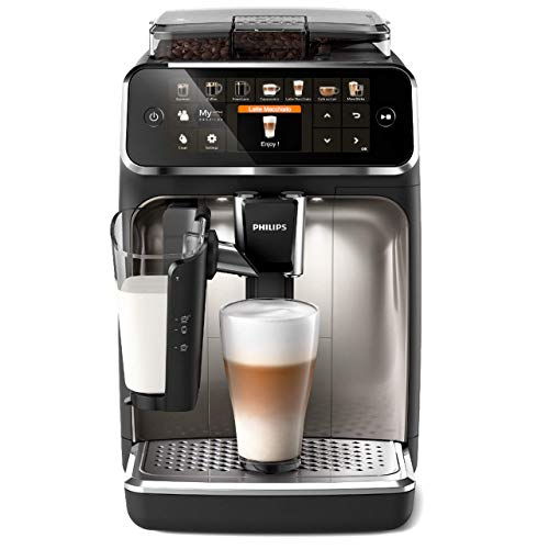 Philips EP5447/90 Serie 5400 - Cafetera superautomática, 12 variedades de café, Tecnología LatteGo, Molinillo cerámico, Pantalla táctil