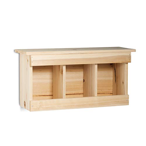 Relaxdays Nistkasten Spatzen, Sperlinge, 3 Nistkammern, Holz, Vogelhäuschen Caja Nido para Pájaros, Beige, 14.5x43x21.5 cm